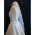 Bridal Veil Wedding Veil Fingertip Length Angel Cut with Delicate Pencil Edge