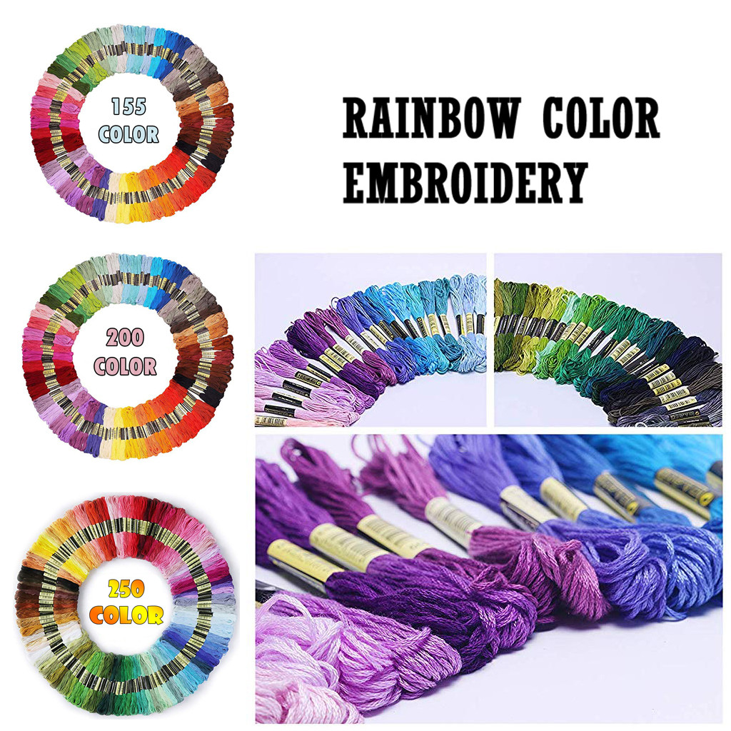 100/200/250 Pcs Cross Stitch Floss Rainbow Color Embroidery Threads Floss Sewing Threads For Women DIY Sewing Tool Random #R15