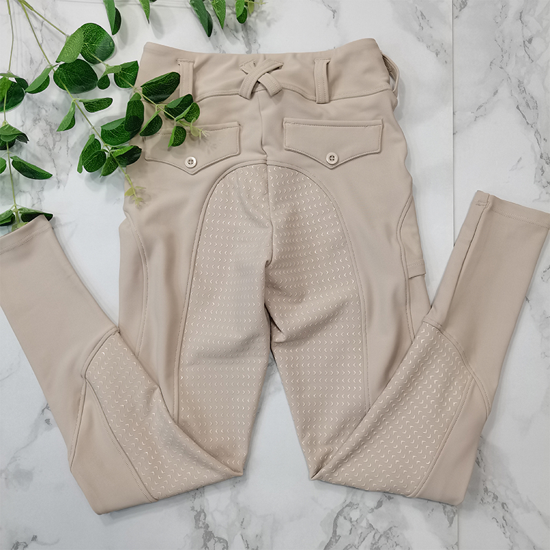 Khaki Equestrian Breeches Kids With Side Pockets