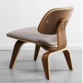 Mid-Century Molded Plywood Lounge Chair with Faux Leather Seat &Back Cushion Walnut Plywood Chair for Living Room Dining Room