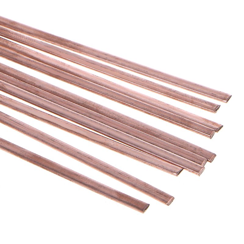 10pcs 1.2X3.2X500mm Flat Silver Electrode Low Temperature Phosphor Copper Welding Rods HL201 Selffluxing Brazing Alloy Soldering