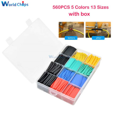 560PCS Heat Shrink Tubing 2:1 Electrical Wire Cable Wrap Assortment Electric Insulation Heat Shrink Tube Kit 13 sizes with box