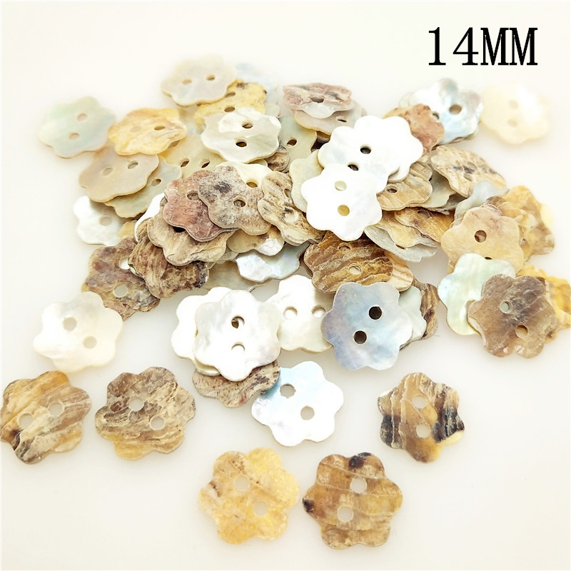50 Pcs/pack 2 Holes Mother of Pearl Flower Shell Sewing Buttons Scrapbooking Knopf Bouton DIY Apparel Accessories 14mm