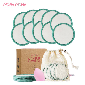 Mora Mona Reusable makeup remover pad organic bamboo cotton pad can be washed and cleaned to remove eye makeup