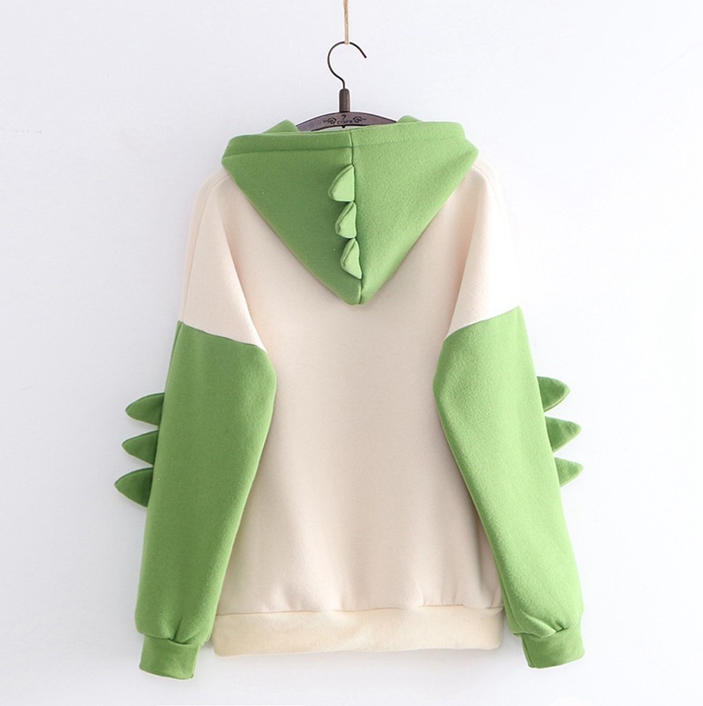 SONDR cute cartoon Fashion Women Sweatshirt Casual Print Long Sleeve Splice Dinosaur hoodies Sweatshirt Tops ropa mujer