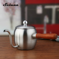 Stainless Steel Long Mouth Hand Drip Coffee Pot Wood Handle Pour Over Coffee Drip Kettle Pot Barista turkish Coffee Maker Brewer