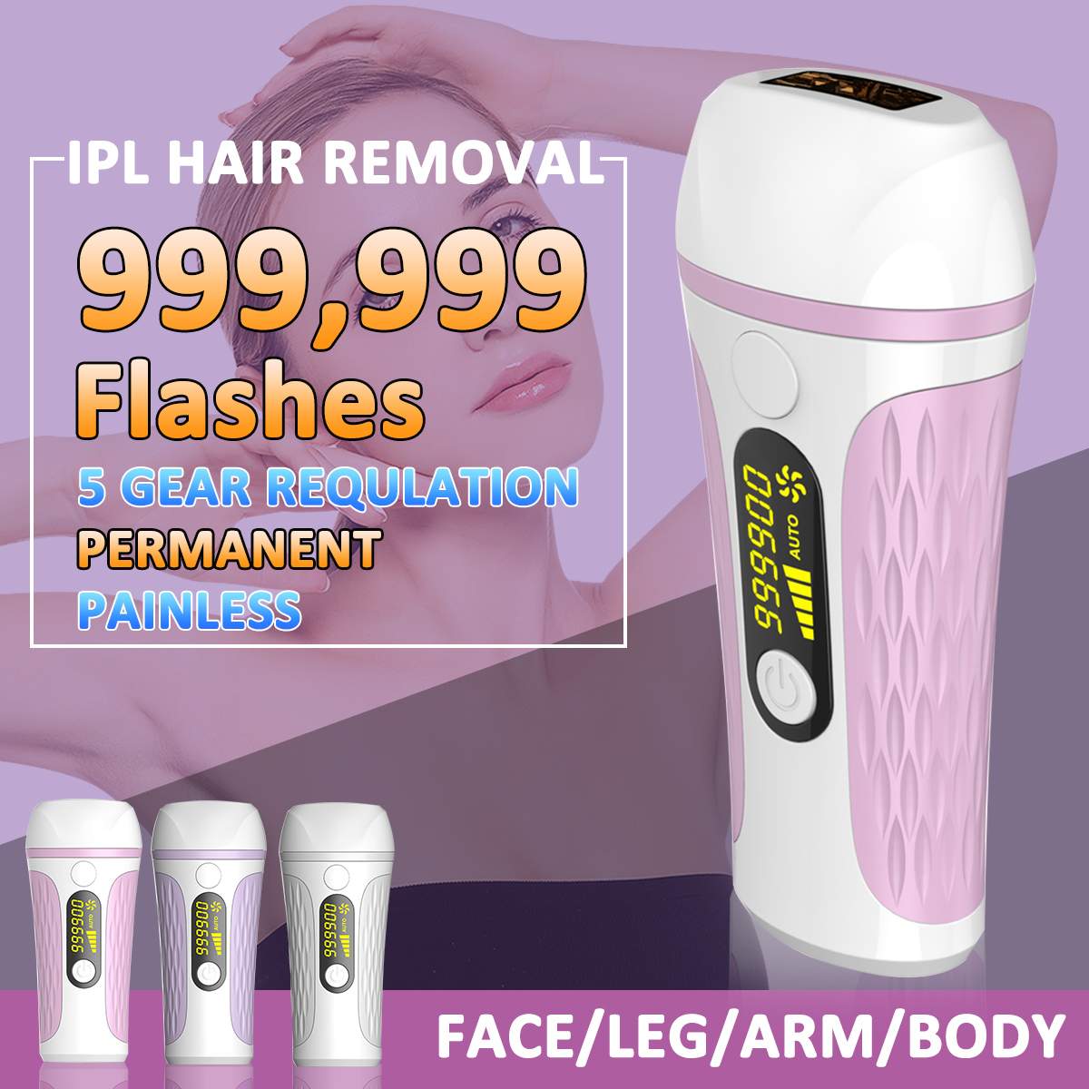 5 Level 999999 Flash 3 in 1 IPL female Hair Removal Permanent Laser Epilator Permanent Home Electric Painless Hair Removal Devic