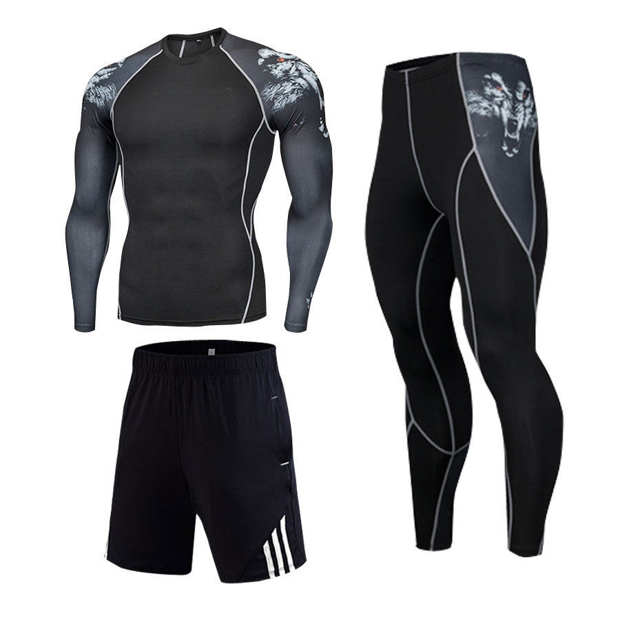 sports wear Compression Training Pants Men Running Fitness sets Tights Gym clothes Basketball Jacket leggings deportes tights