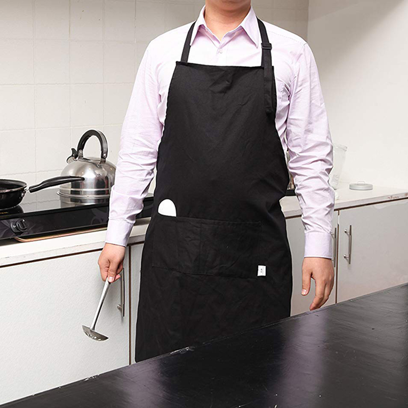 Kitchen Apron 100% Cotton Hairdresser Chef Cooking Aprons For Women Men With Pockets And Adjustable Neck Straps