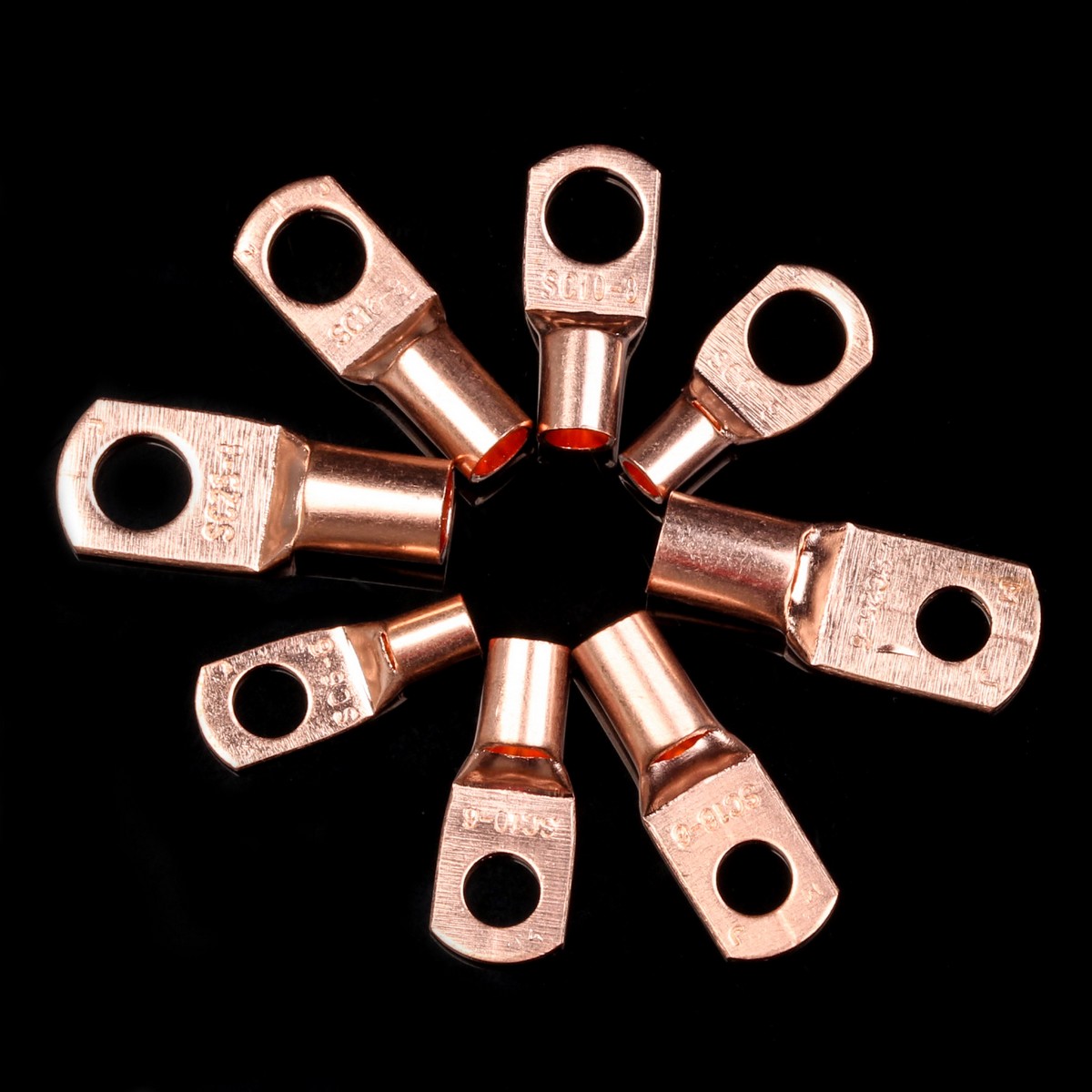 50Pcs Bolt Hole Tinned Copper Lugs Ring Battery Terminals SC6-6 SC6-8 SC10-6 Bare Cable Electric Crimp Wire Connectors Kit