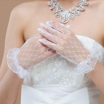 1Pair Black Red White Ivory Short Lace Bridal Gloves Wedding Accessories Party Lace Gloves