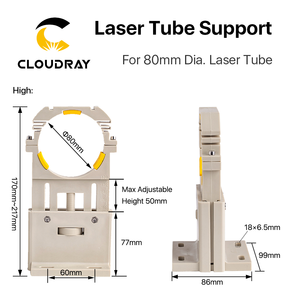 Cloudray Co2 Laser Tube Holder Support Mount Flexible Plastic Diameter 80mm for 75-180W Laser Engraving Cutting Machine
