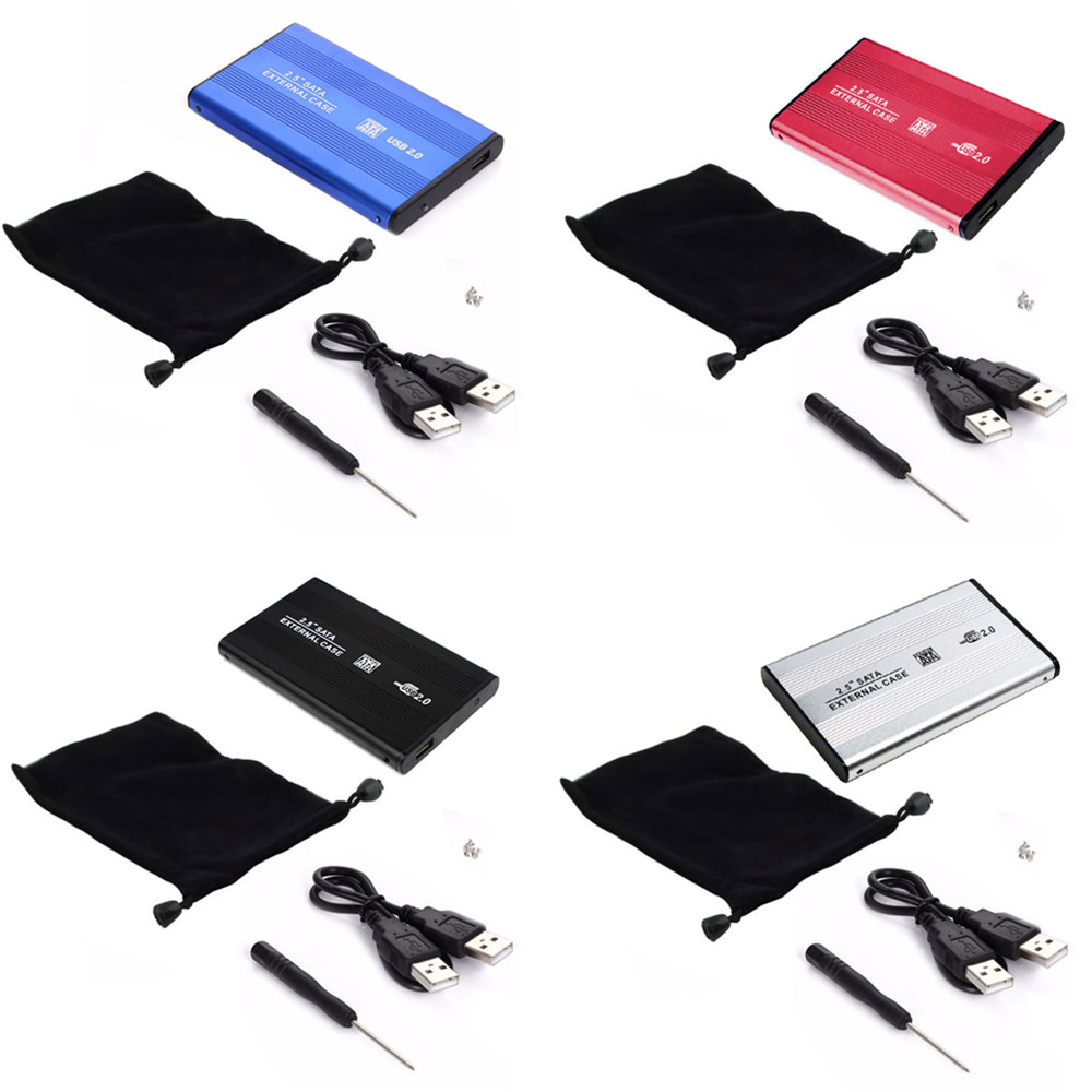 4 Colors 2.5" USB 2.0 SATA HD Box 1TB HDD Hard Drive External Enclosure Case Support Up to 3TB Data Transfer Backup Tool For PC