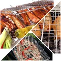 #40 Non-stick Triple Fish Grilling Basket W/ Wood Handle Barbecue Tool Fish Grill Net Outdoor Bbq Grilling Fish Bbq Accessories
