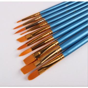 10Pcs/Set Watercolor Gouache Paint Brushes Different Shape Round Pointed Tip Nylon Hair Painting Brush Set Art Supplies