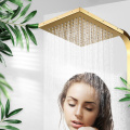 Gold Digital Shower Set Bathroom Smart Thermostatic Shower System Wall Mount Square Spray Bath Faucet SPA Rainfall LED Torneiras