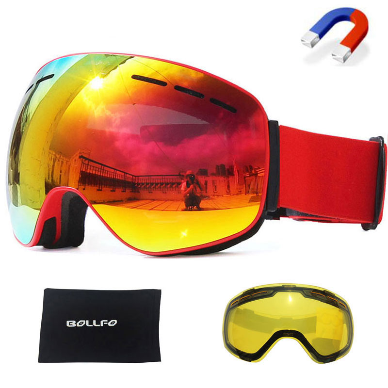 Men Women Ski Goggles with Magnetic Double Layers Lens Skiing Anti-fog UV400 Snowboard Goggles Ski Glasses Eyewear Graced lens