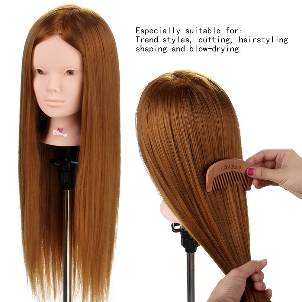 Salon 24" 50% Real Human Hair Training Head Practice Bride Hairstyle Hairdressing Doll Mannequin Head For Makeup +Comb Braid Set