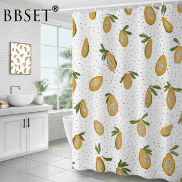 Top Quality Shower Curtain Modern Fresh Fruit Papaya Pattern Waterproof Multi-size Douchegordijn Bathroom Decor with 12 Hooks