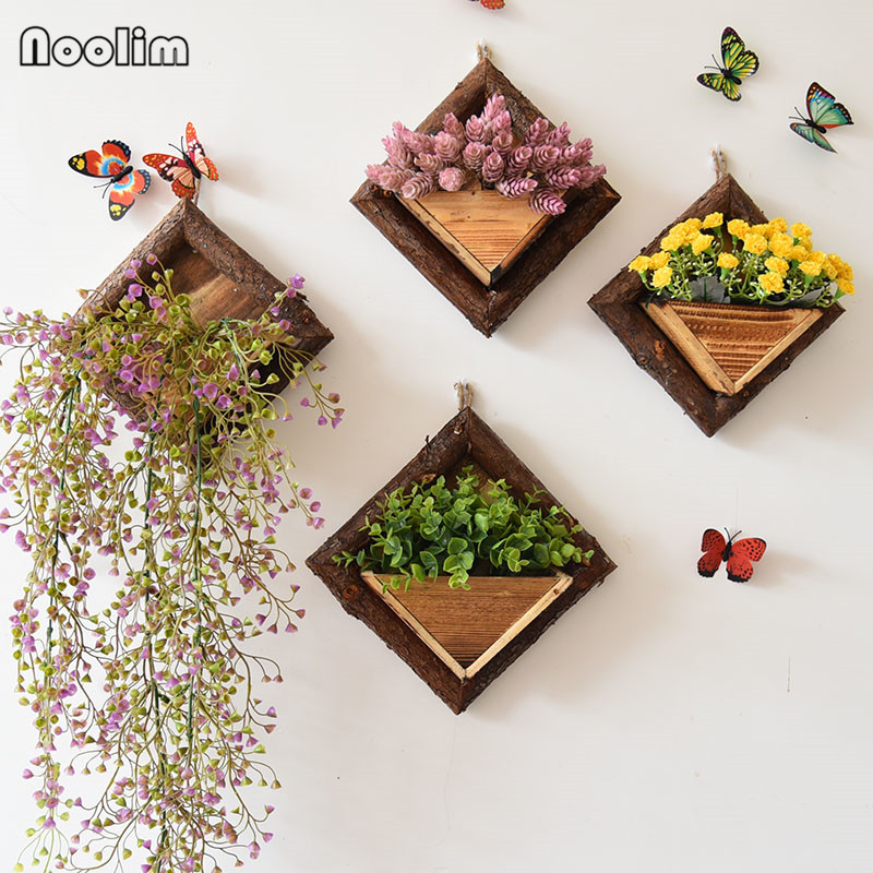 Living Room Wooden Wall Mounted Flower Pots Creative Green Plants Container Office Hanging Baskets Flowerpots Home Decor