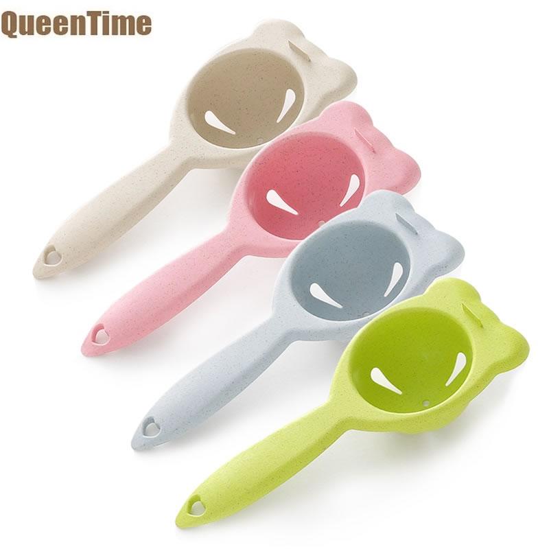 QueenTime Egg Yolk White Separator Wheat Straw Eggs Filter Cartoon Egg White Extractor Cooking Accessories Cute Kitchen Gadgets