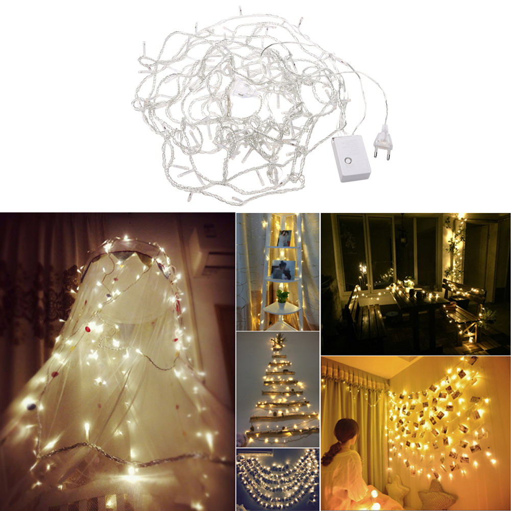 10M 8 Modes 100 LED Light String Warm Lighting Strings Waterproof Lights Chain Wedding Christmas Fairy Party Holiday Decor