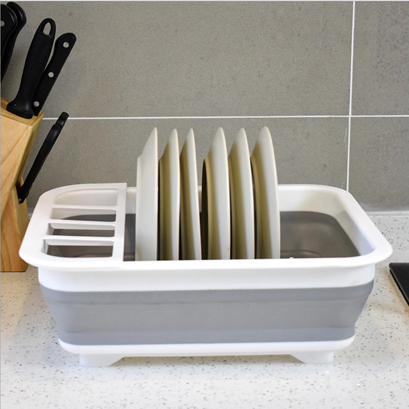 Collapsible Dish Drying Rack Portable Dinnerware Organizer for Kitchen Storage Counter RV Campers