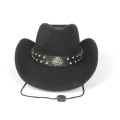 Women Men Wool Sombrero Hombre Hollow Western Cowboy Hat Roll-up Brim Gentleman Outblack Felt Fedora Jazz Cap