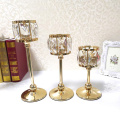 Exquisite Crystal Candlestick Golden Wedding Decor Table Centerpieces Candle Holder Home Christmas Candelabra Decorative