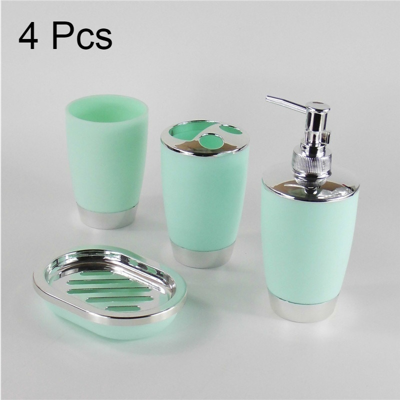 4/6 Pcs Nordic Bath Necessities,Toothbrush Holder/Toilet Brush Holder/Soap Dish/Rinse Cup/Sprayer Bottle Plastic Bathroom Set