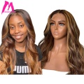 Highlight Lace Front Human Hair Wigs Honey Blonde Body Wave Wig Brazilian Ombre Brown Remy Pre Plucked 13x1 Lace Part for Women