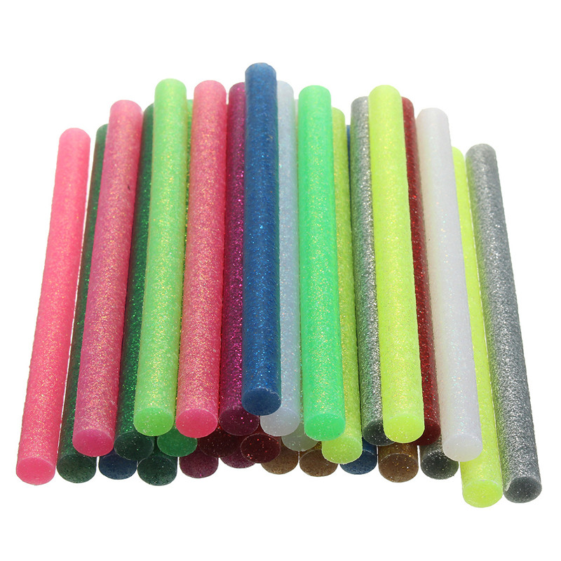 30Pcs/set Colored Hot Melt Glue Sticks 7mm Adhesive Assorted Glitter Glue Sticks Professional For Electric Glue Gun Craft Repair