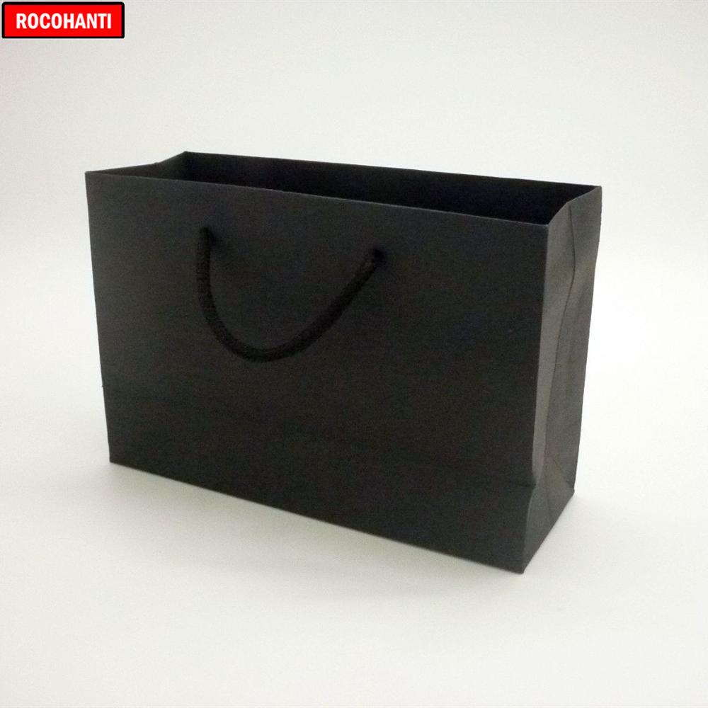 100x Custom LOGO Printed Black Shopping Paper Gift Bags for Cosmetic Jewelry Clothes Packaging Wedding Party Favor Gift Bag