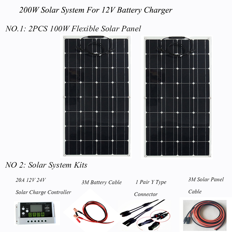 300W Solar Panel Equal 3pcs 100w Panel Solar Monocrystalline Solar Cell 100W Flexible Solar Panel 12v Solar Charger For Boat/Car