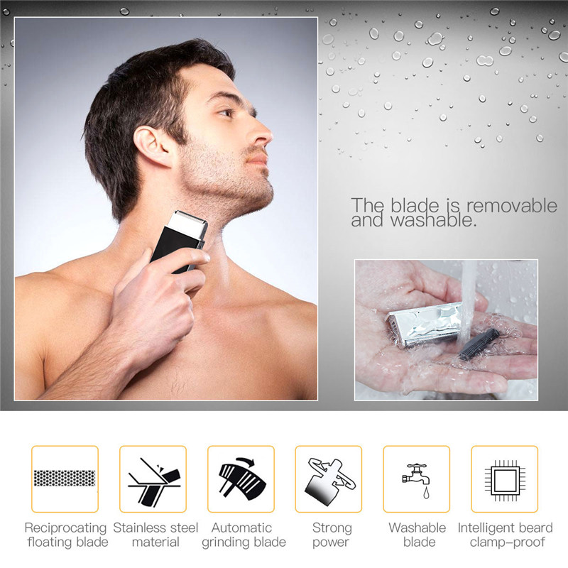 Mini Electric Shaver Hair Shaving Beard Razor Trimmer Reciprocating Single Blade Portable Trimer For Men Rechargeable Travel