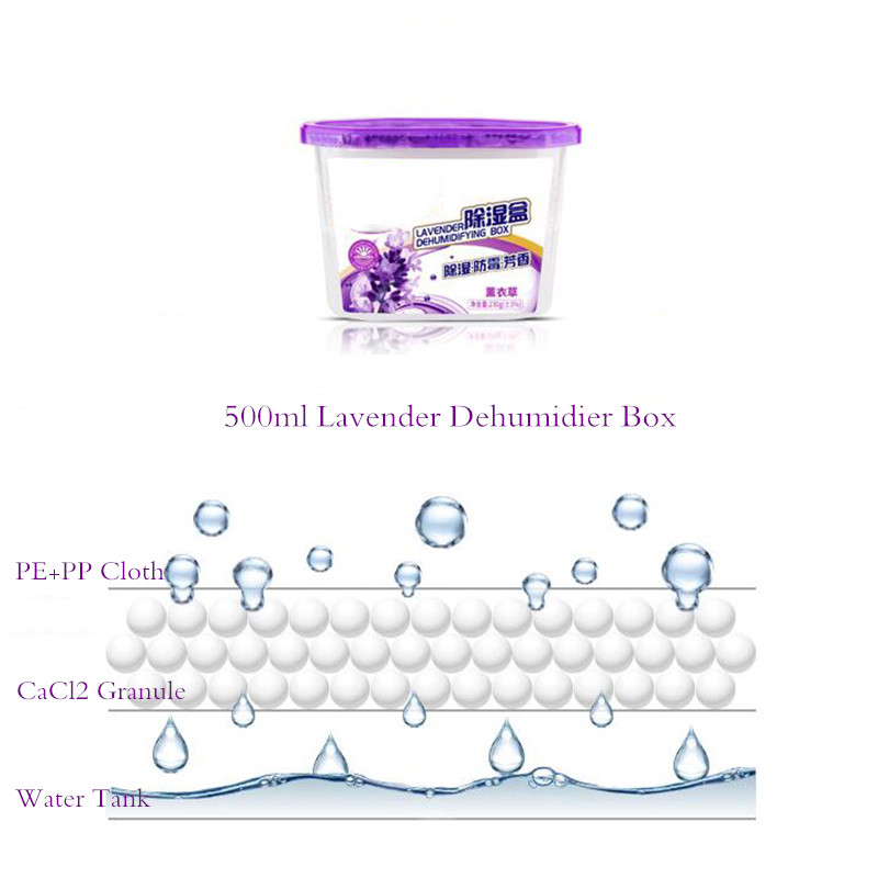 500ml Lavender Mini Dehumidifier For Home Wardrobe Clothes Dryer with Desiccant Car Air Dryer Moisture Absorbent Box