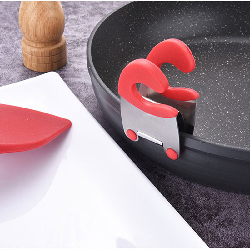Stainless Steel Pot Pan Holder Spatula Clip Spoon Rest Pots Clip Kitchen Tools For Pan Lid Repose Pot Lid Holder
