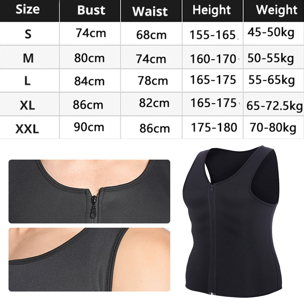 Men Corset Neoprene TShirt Bodysuit Sauna Suit Body Shaper Corset Sweat Vest for Weight Loss Belly Fat Burning Waist Trainer Top