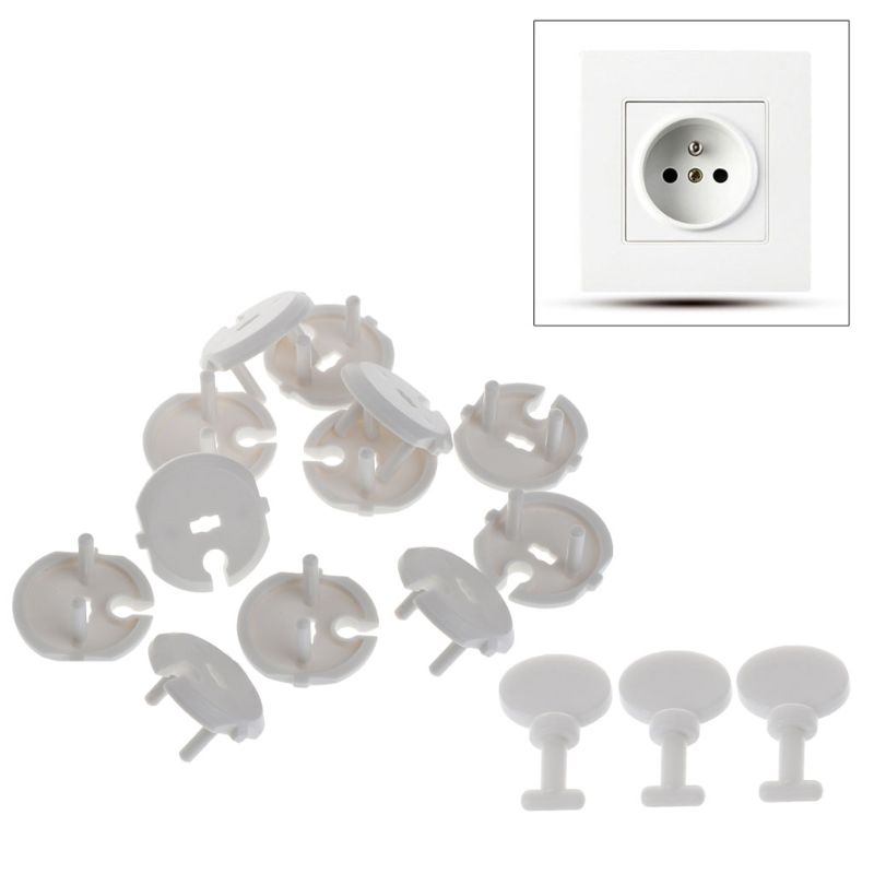 12 Pcs French Standard Power Socket Outlet Cover with 3 Pcs Key Baby Child Safety Protector Kit