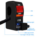 12V universal Waterproof Motorcycle 5V 2A output USB port Charger with Headlight ON/OFF Switch with blue LED Indicator Light