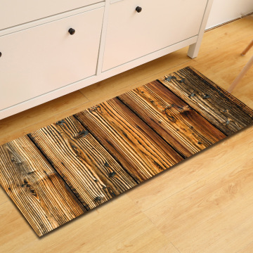 Wood Grain Entrance Doormat Floor Carpet Non-Slip Bohemian Kitchen Mat Door Rugs Wrinkle-Resistant Absorption Kitchen Mat