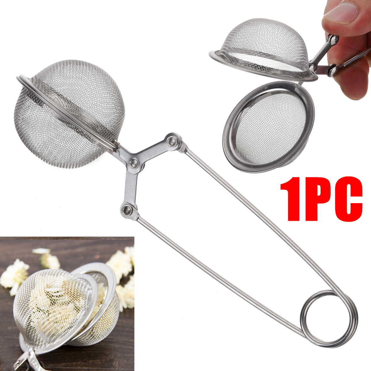 Mayitr 1pcs Stainless Steel Tea Infuser Mesh Spice Infuser Herb Tea Filter Strainer Handle Mesh Ball Spoon for Home Kitchen