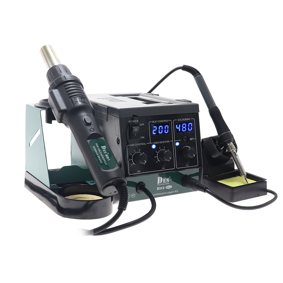 8858-i Upgraded Hot Air Station 852D Soldering Iron Desoldering Station DES H92 2 In 1 BGA Rework Solder Desoldering Tool