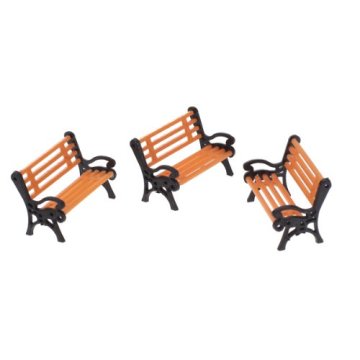 TOP! 5pcs Plastic Model Park Bench Model Landscape 1:50 w/ Black Arm