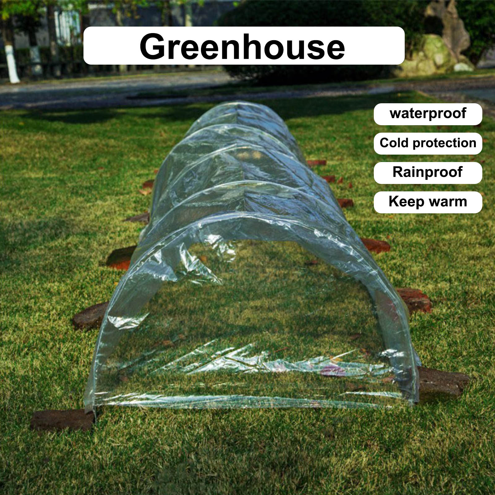 Garden Greenhouse With Frame Tunnel Greenhouse Transparent 5m Arched Greenhouse Rain/cold/frost-proof Plant Insulation Shed