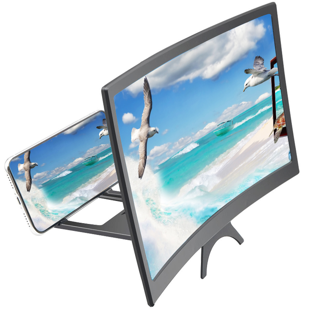 Mobile Phone Screen Amplifier 12 inch HD 3D Folding Curved Screen Magnifier Smartphone Stand Bracket Screen Amplifying Holder