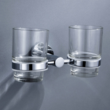 Stainless Steel Double Tumbler Holder Cup & Tumbler Holders Chrome Toothbrush Holder Wall Mounted Bathroom Accessories