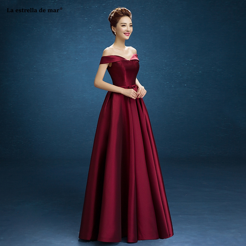 Robe Demoiselle D'honneur 2021 New Satin Boat Neck A Line Burgundy Bridesmaid Dresses Long Real Photo Wedding Party Gown