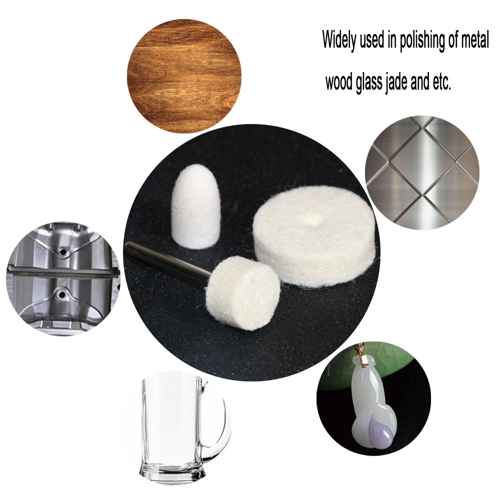 20pc/30pc/50pc Wool Felt Polishing Buffing Round Wheel Grinding Pad 3mm Shank For Dremel Rotary Tool Accessories