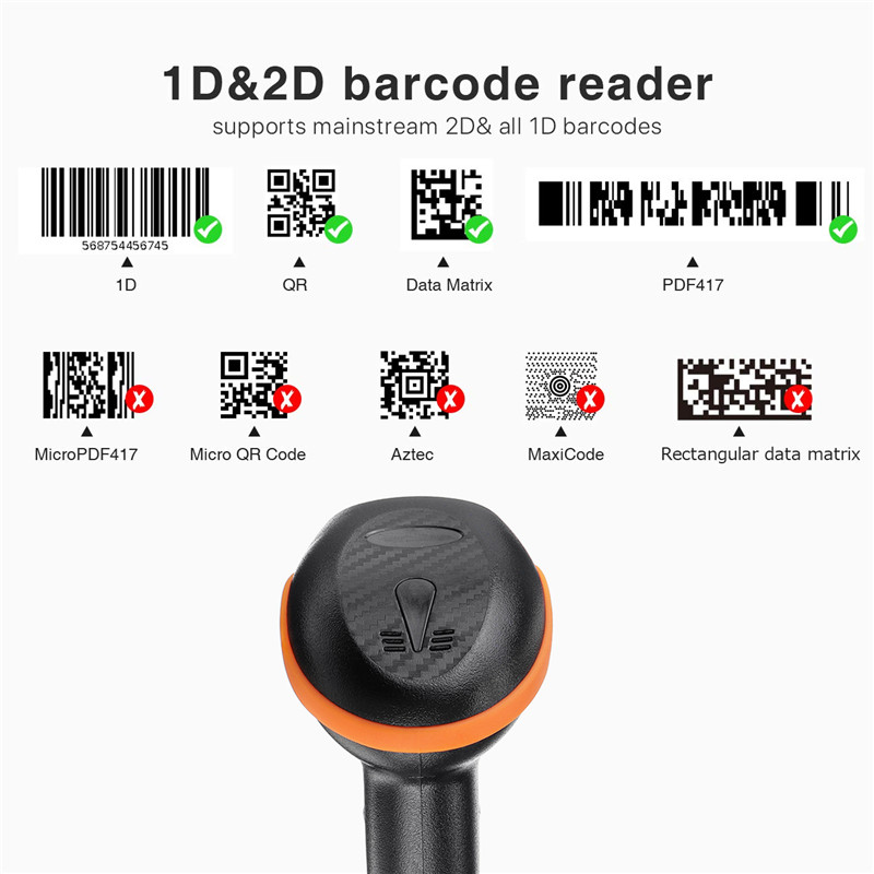 USB Handheld Barcode Scanner 2D/1D QR Code Receipt Handheld Wired Laser Barcode Scanner Scan Guns Reader Bar Code Reader